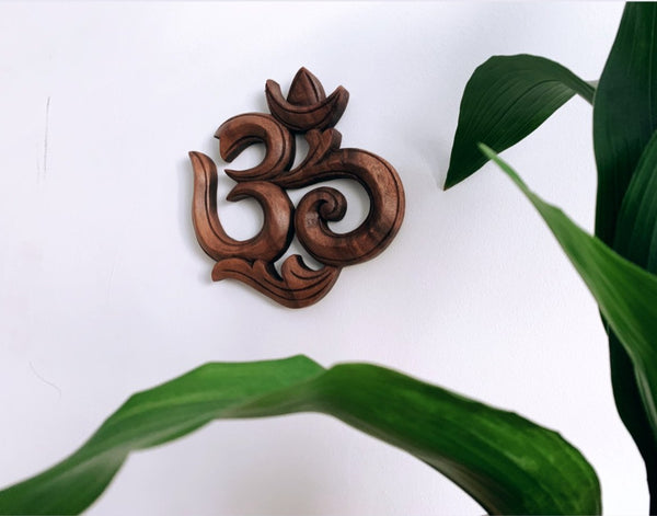 Hand Carved Wooden Om Symbol | Yoga Lover Gift