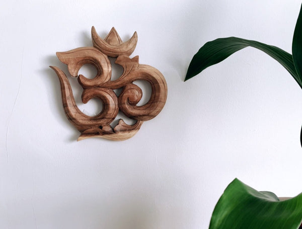 Hand Carved Wooden Om Symbol | Yoga Lover Gift
