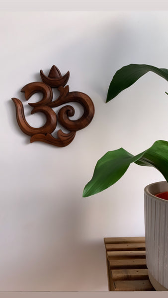 Hand Carved Wooden Om Symbol | Yoga Lover Gift
