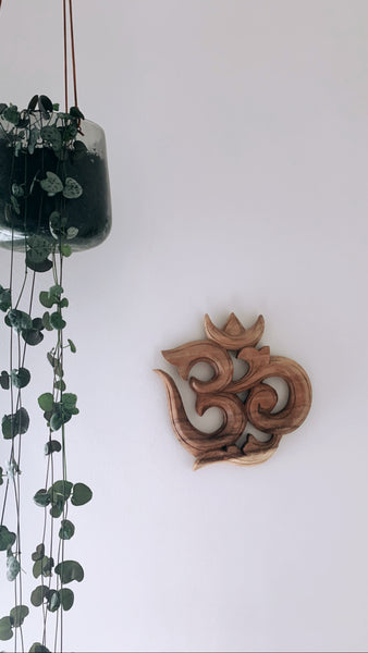 Hand Carved Wooden Om Symbol | Yoga Lover Gift