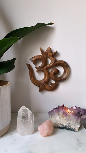 Hand Carved Wooden Om Symbol | Yoga Lover Gift