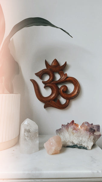 Hand Carved Wooden Om Symbol | Yoga Lover Gift