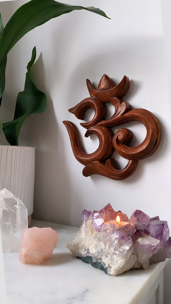Hand Carved Wooden Om Symbol | Yoga Lover Gift
