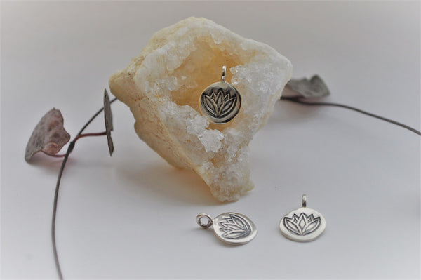 Sterling silver discount lotus charm