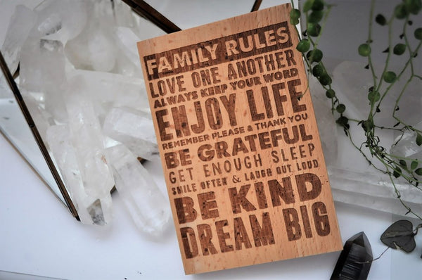 Family Rules Wooden Sign Wall Art