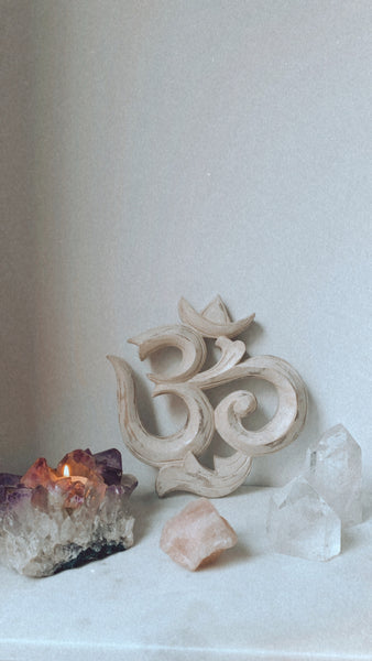 Hand Carved Wooden Om Symbol | Yoga Lover Gift