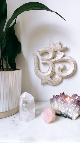 Hand Carved Wooden Om Symbol | Yoga Lover Gift